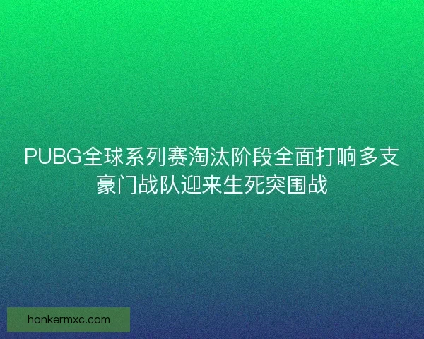 PUBG全球系列赛淘汰阶段全面打响多支豪门战队迎来生死突围战