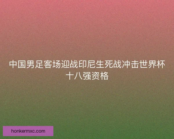 中国男足客场迎战印尼生死战冲击世界杯十八强资格
