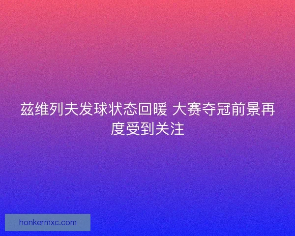 兹维列夫发球状态回暖 大赛夺冠前景再度受到关注